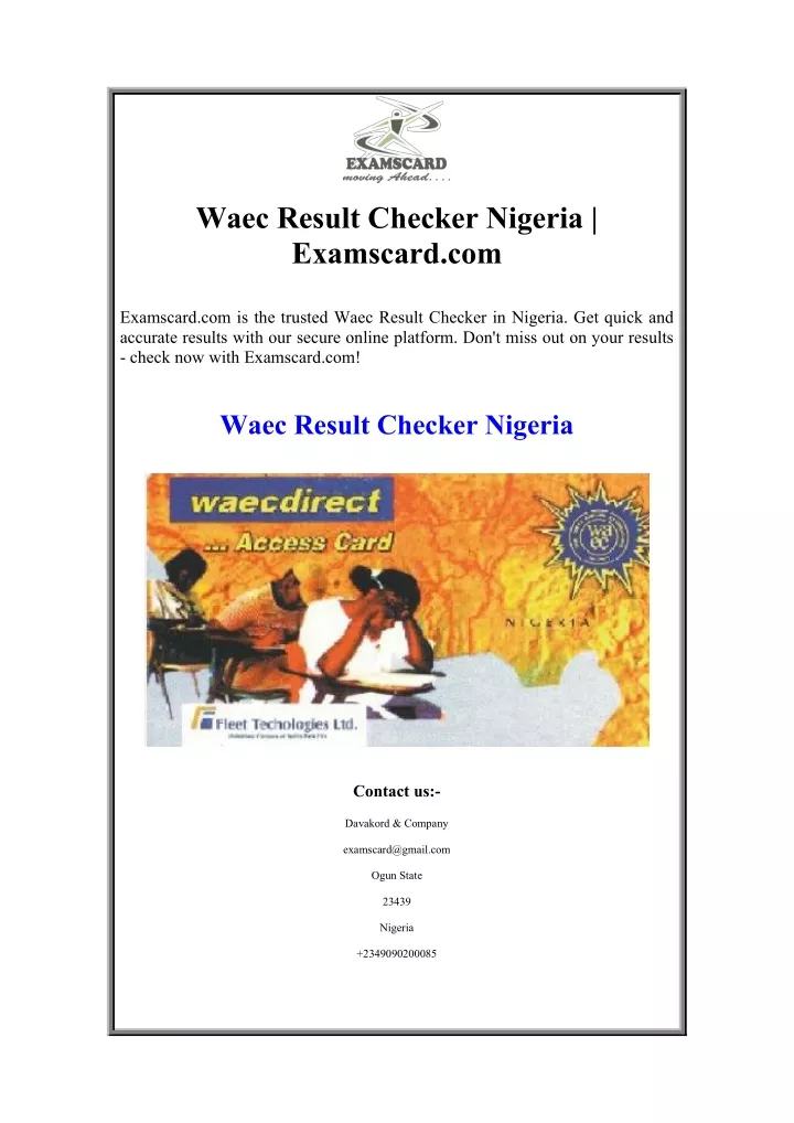 PPT Waec Result Checker Nigeria PowerPoint Presentation