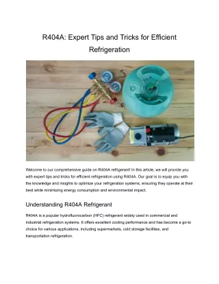 Expert Tips and Tricks for Efficient R404a