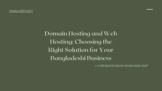 Domain Hosting and Web Hosting Choosing the Right Solution for Your Bangladeshi Business