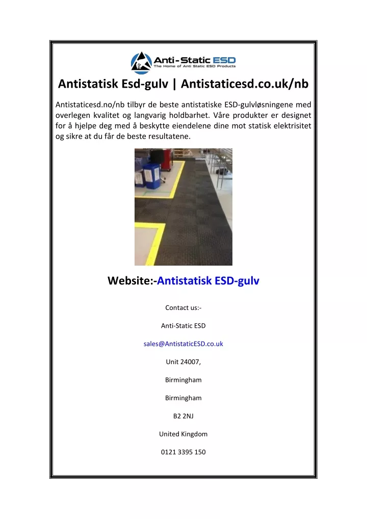 antistatisk esd gulv antistaticesd co uk nb