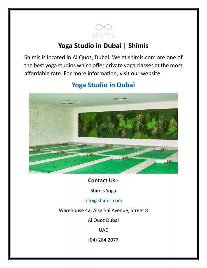 yoga studio in dubai shimis