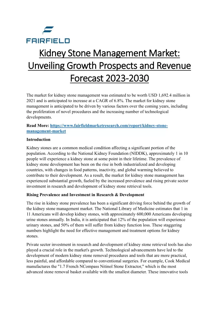 kidney stone management market kidney stone