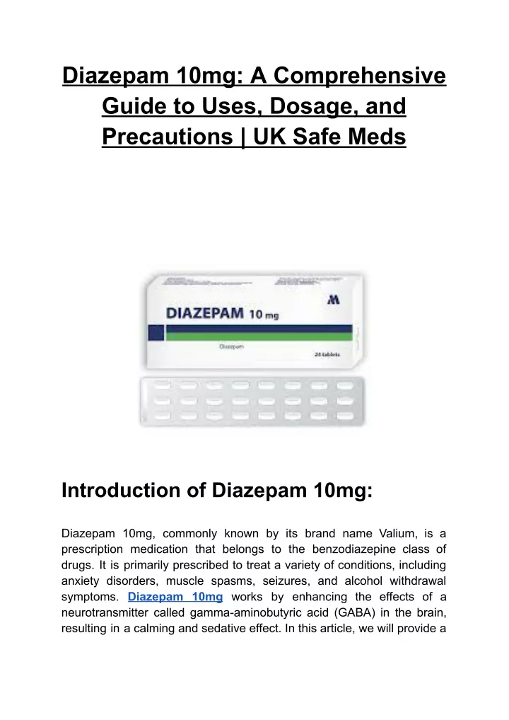 diazepam 10mg a comprehensive guide to uses