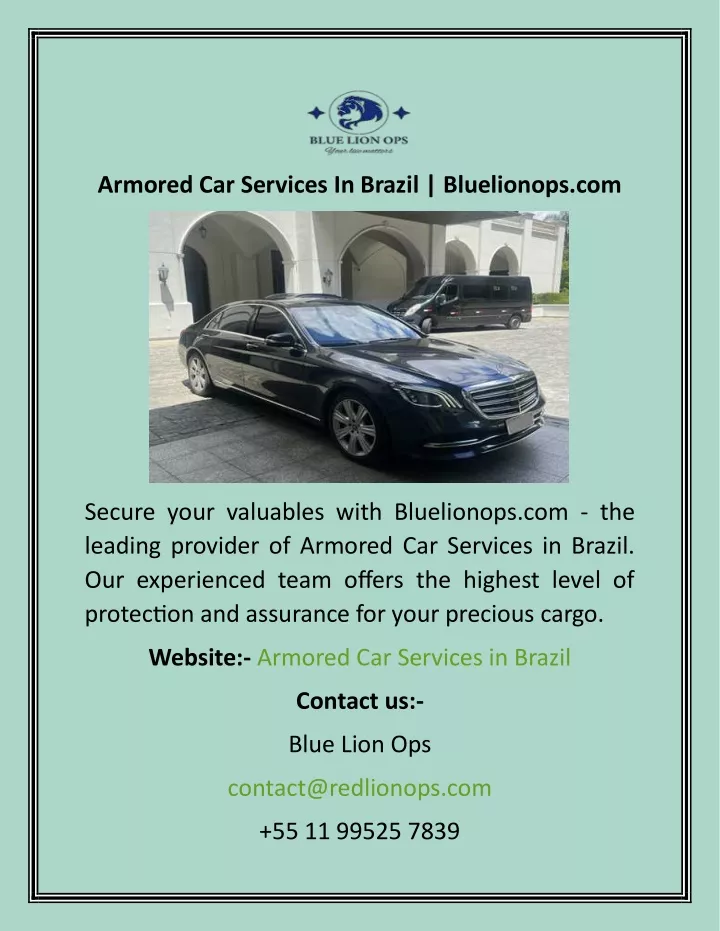 armored car services in brazil bluelionops com