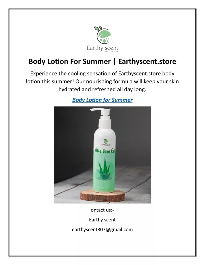 body lotion for summer earthyscent store