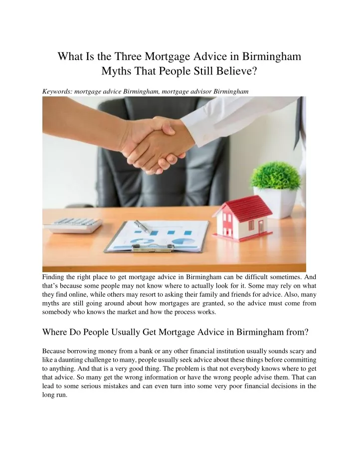 what is the three mortgage advice in birmingham