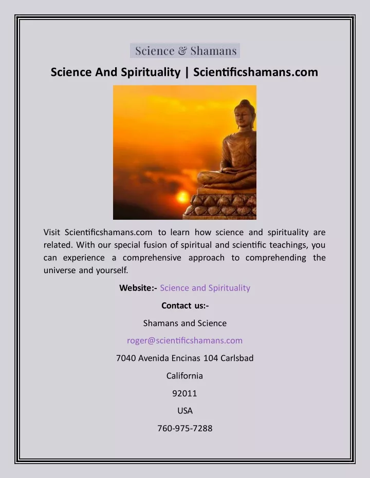 science and spirituality scientificshamans com