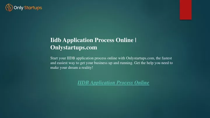 iidb application process online onlystartups