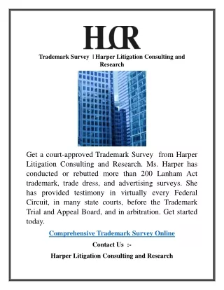 Trademark Survey   Harper Litigation Consulting and Research