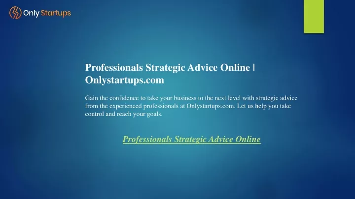 professionals strategic advice online