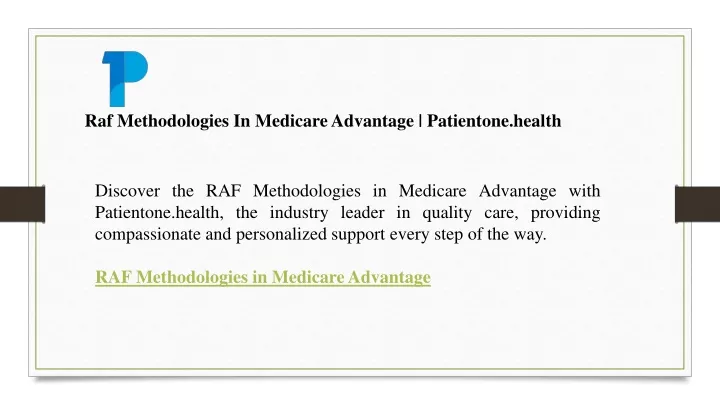 raf methodologies in medicare advantage