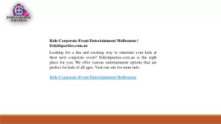kids corporate event entertainment melbourne