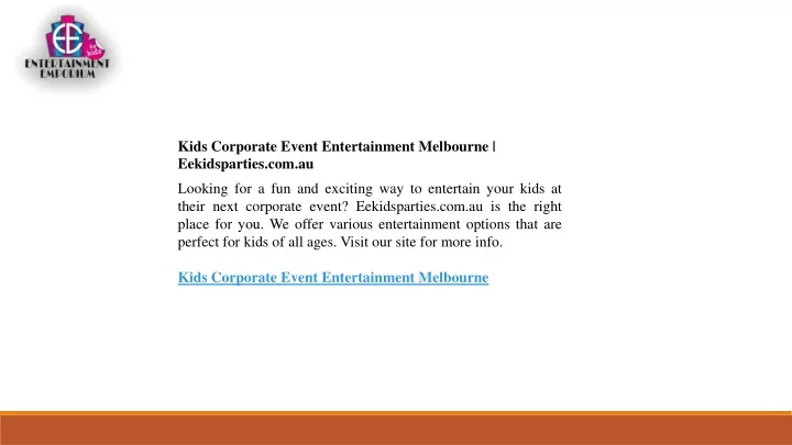 kids corporate event entertainment melbourne