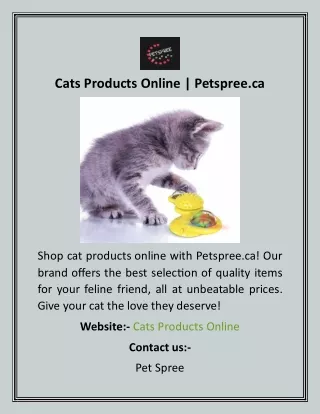 Cats Products Online  Petspree.ca