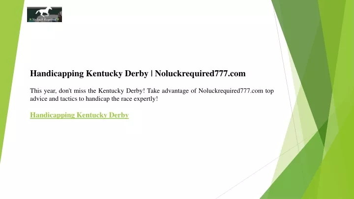 handicapping kentucky derby noluckrequired777