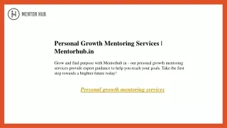 Personal Growth Mentoring Services  Mentorhub.in
