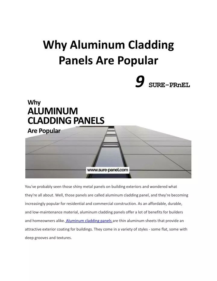 why aluminum cladding panels are popular