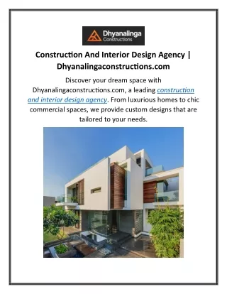 Construction And Interior Design Agency Dhyanalingaconstructions.com