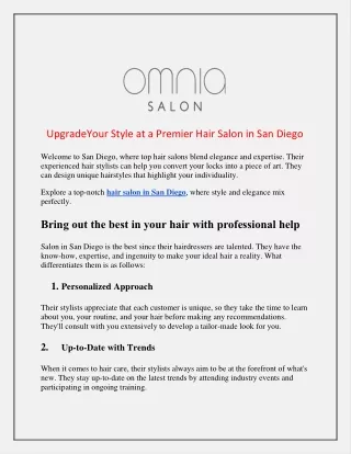 UpgradeYour Style at a Premier Hair Salon in San Diego