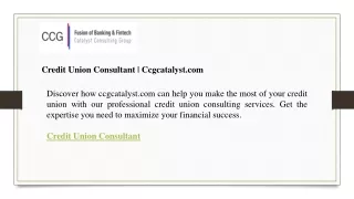 Credit Union Consultant  Ccgcatalyst.com