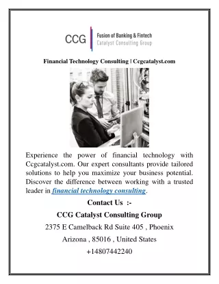 Financial Technology Consulting  Ccgcatalyst