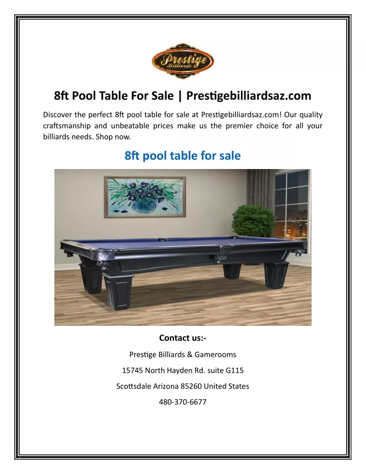 8ft pool table for sale prestigebilliardsaz com