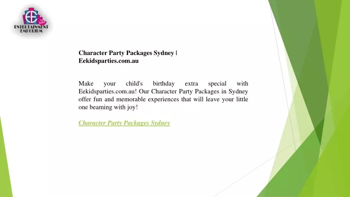 character party packages sydney eekidsparties