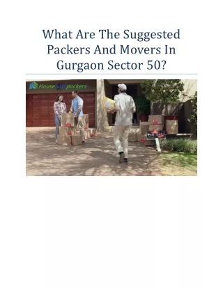What Are The Suggested Packers And Movers In Gurgaon Sector 50?