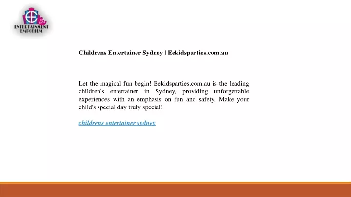 childrens entertainer sydney eekidsparties com au