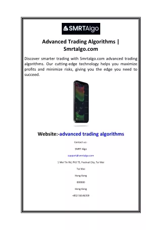 advanced trading algorithms smrtalgo com