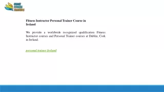 Fitness Instructor Personal Trainer Course in Ireland