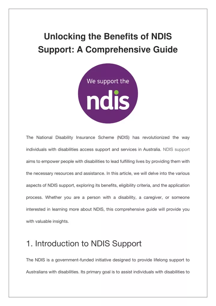 unlocking the benefits of ndis support
