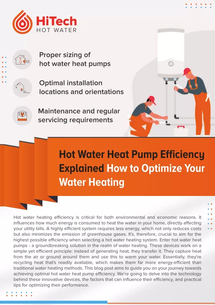 proper sizing of hot water heat pumps