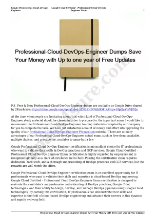 Professional-Cloud-DevOps-Engineer Dumps Save Your Money with Up to one year of Free Updates