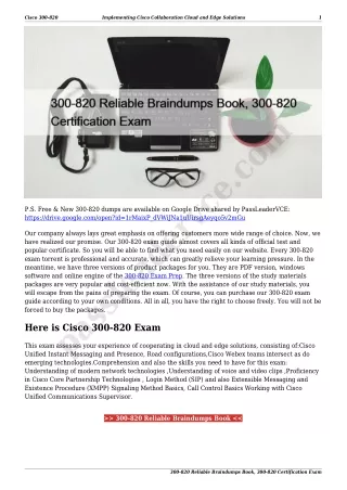 300-820 Reliable Braindumps Book, 300-820 Certification Exam
