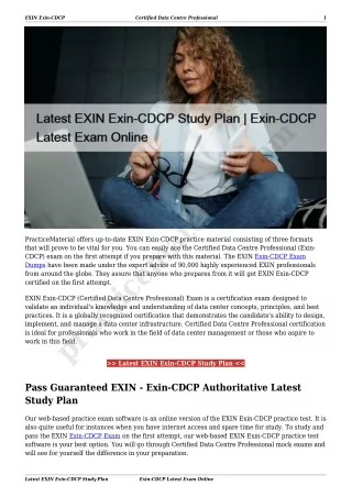 Latest EXIN Exin-CDCP Study Plan | Exin-CDCP Latest Exam Online