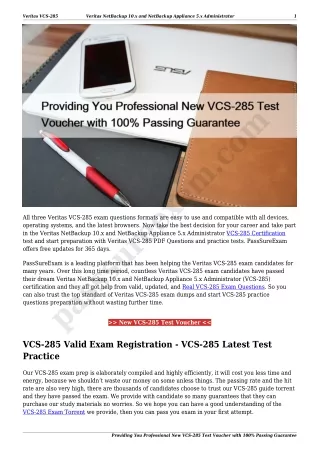 Providing You Professional New VCS-285 Test Voucher with 100% Passing Guarantee