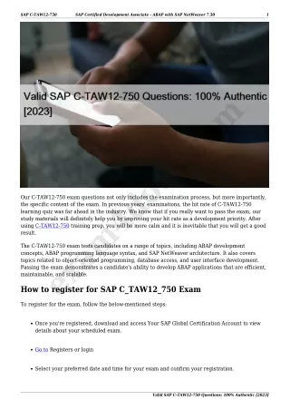 Valid SAP C-TAW12-750 Questions: 100% Authentic [2023]