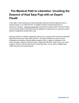 The Mystical Path to Liberation_ Unveiling the Essence of Kaal Sarp Puja with an Expert Pandit