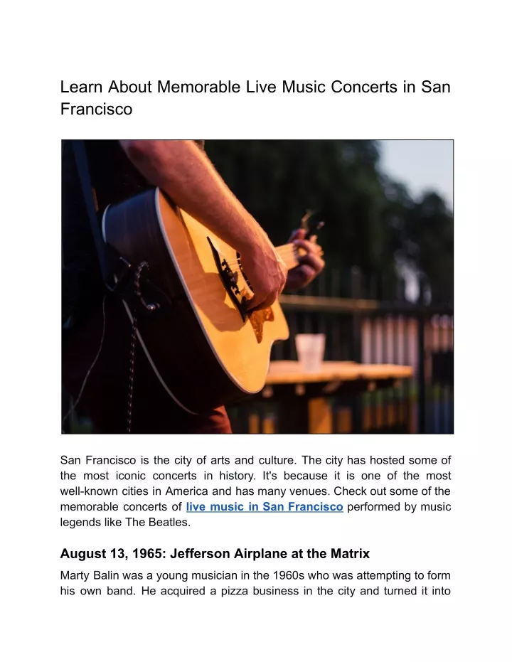 learn about memorable live music concerts