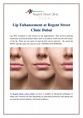Lip Enhancement at Regent Street Clinic Dubai