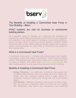 the benefits of installing a commercial heat pump