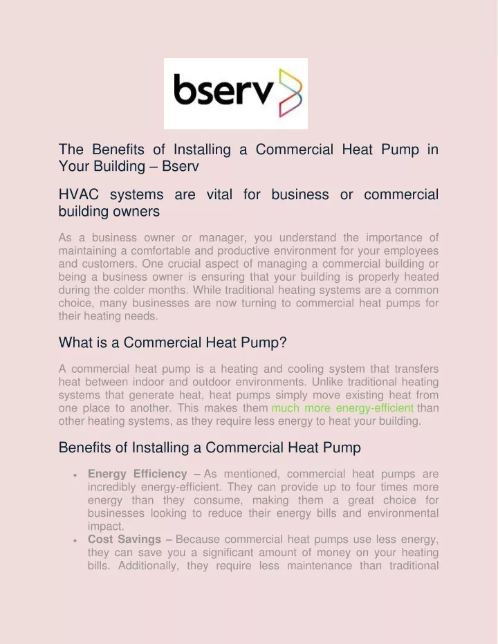 the benefits of installing a commercial heat pump