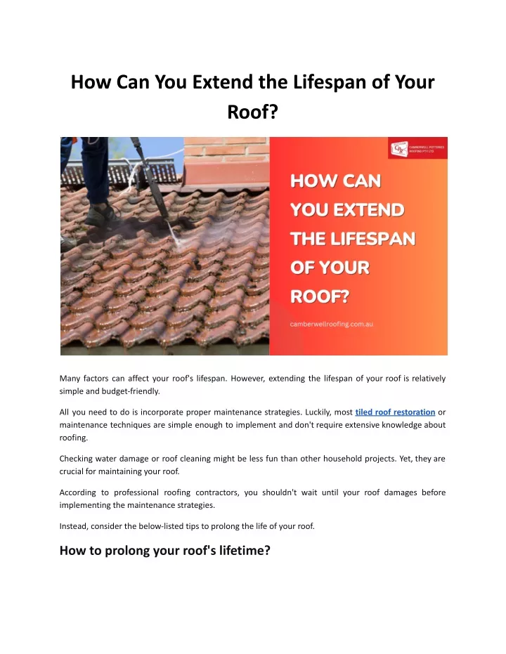 how can you extend the lifespan of your roof