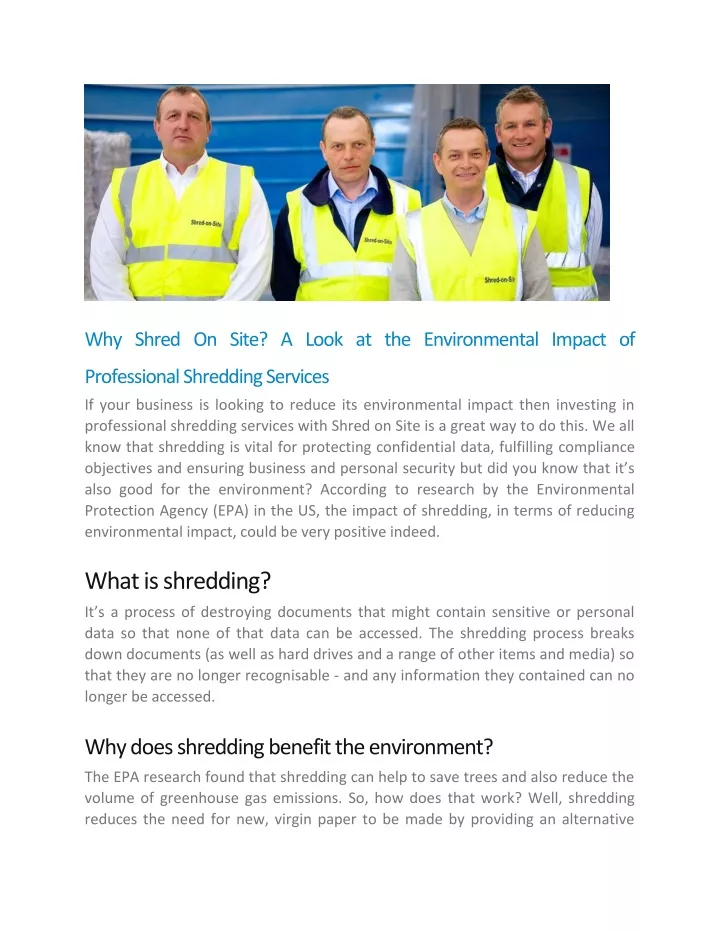 why shred on site a look at the environmental