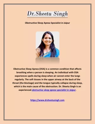 obstructive sleep apnea specialist in jaipur