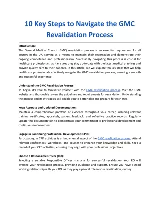10 Key Steps to Navigate the GMC Revalidation Process