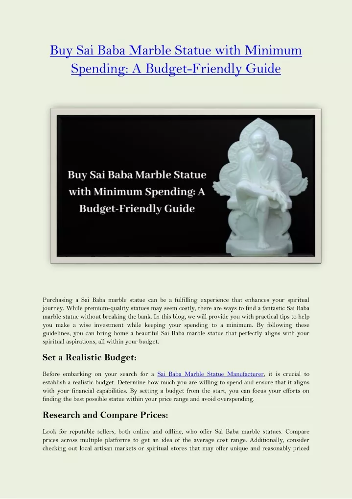 buy sai baba marble statue with minimum spending