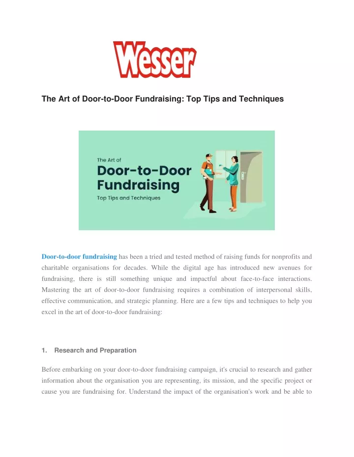 the art of door to door fundraising top tips