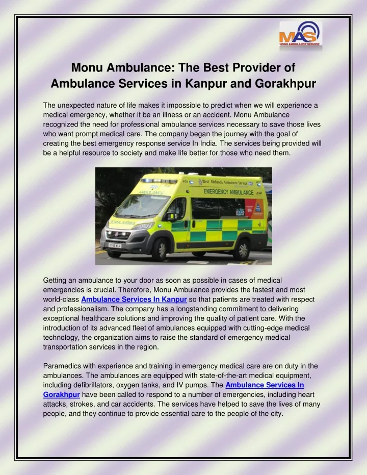 monu ambulance the best provider of ambulance